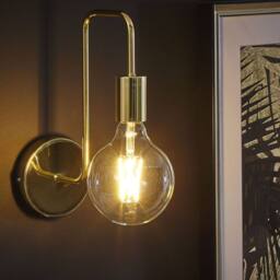 Wyld and Coco Wall Lamp - Gold Metal Sconce with Gloss Finish and Exposed Bulb - thumbnail 1