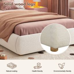 Matteo Children's Upholstered Single Bed with Storage, LED & Bouclé - White - thumbnail 8