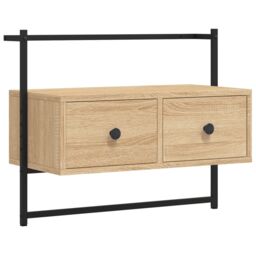 Berkfield Home TV Cabinet Wall-mounted Sonoma Oak 60.5x30x51 cm Engineered Wood in Brown - thumbnail 2