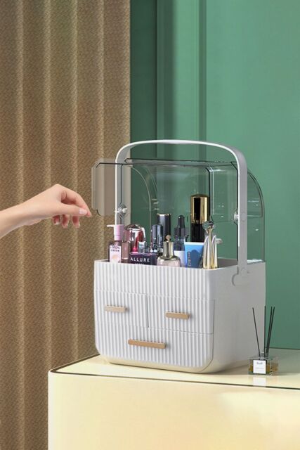 Living and Home Makeup Organiser Storage Drawers Cosmetic Organisers Acrylic Skincare Organiser in White - image 1