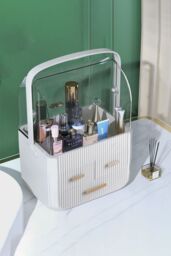 Living and Home Makeup Organiser Storage Drawers Cosmetic Organisers Acrylic Skincare Organiser in White - thumbnail 2