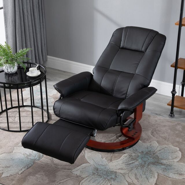 HOMCOM Ergonomic Office Recliner Sofa Chair PU Leather Armchair Lounger in Black - image 1