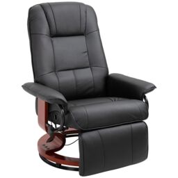 HOMCOM Ergonomic Office Recliner Sofa Chair PU Leather Armchair Lounger in Black - thumbnail 2