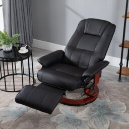 HOMCOM Ergonomic Office Recliner Sofa Chair PU Leather Armchair Lounger in Black - thumbnail 1