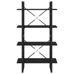 Berkfield Home 4-Tier Book Cabinet Black 80x30x140 cm Solid Pine Wood - Size: 80 x 30 x 140 cm - thumbnail 5