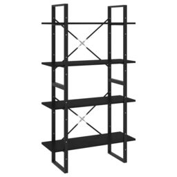 Berkfield Home 4-Tier Book Cabinet Black 80x30x140 cm Solid Pine Wood - Size: 80 x 30 x 140 cm - thumbnail 2
