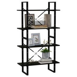 Berkfield Home 4-Tier Book Cabinet Black 80x30x140 cm Solid Pine Wood - Size: 80 x 30 x 140 cm - thumbnail 4
