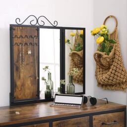 VASAGLE Industrial Vanity Set Dressing Table Mirror Storage Combo Table in Brown - thumbnail 6