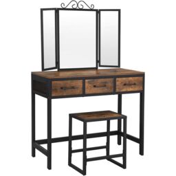 VASAGLE Industrial Vanity Set Dressing Table Mirror Storage Combo Table in Brown - thumbnail 8