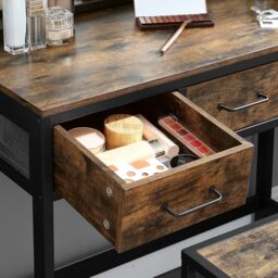 VASAGLE Industrial Vanity Set Dressing Table Mirror Storage Combo Table in Brown - thumbnail 5