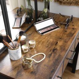 VASAGLE Industrial Vanity Set Dressing Table Mirror Storage Combo Table in Brown - thumbnail 7