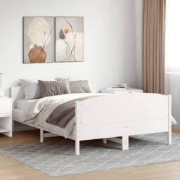 Berkfield Home Beautiful Bed Frame without Mattress White 120x200 cm Solid Wood Pine - Size: Small Double - thumbnail 2