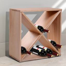 HOMCOM 24 BottleWine Rack, X-cube Wine Holder for Kitchen, Natural in Light Brown