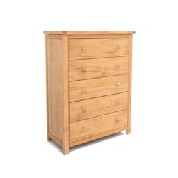 Cabinet Bits Lugo 5 Drawer Chest of Drawers Wood Knob in Light Brown - thumbnail 2
