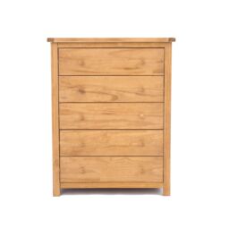 Cabinet Bits Lugo 5 Drawer Chest of Drawers Wood Knob in Light Brown - thumbnail 1