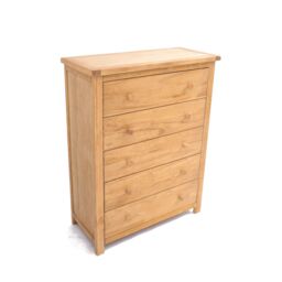 Cabinet Bits Lugo 5 Drawer Chest of Drawers Wood Knob in Light Brown - thumbnail 3