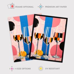"Wee Blue Coo Wall Art Print Prosecco Party Colourful Pink Blue Gender Reveal Baby Shower Geometric Painting Art Framed - Size: W12"" x H16""" - thumbnail 2