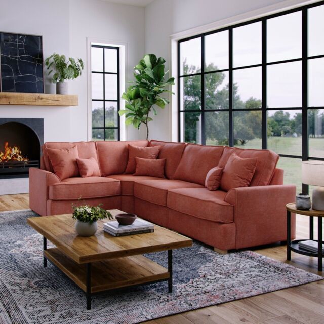 The Great Sofa Company Ophelia Left Hand Facing Chenille Corner Sofa in Red - Size: 3 Seater - image 1