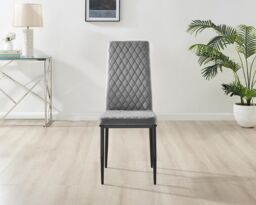 FurnitureboxUK Giovani 4 Grey Dining Table & 4 Velvet Milan Black Leg Chairs - thumbnail 9