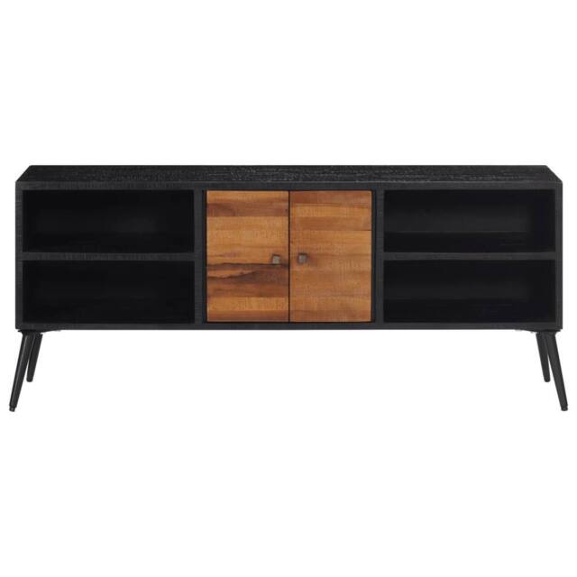 Berkfield Home TV Cabinet 112x31x45 cm Solid Reclaimed Teak in Black - Size: 112 x 31 x 45 cm - image 1