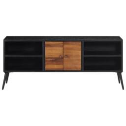 Berkfield Home TV Cabinet 112x31x45 cm Solid Reclaimed Teak in Black - Size: 112 x 31 x 45 cm