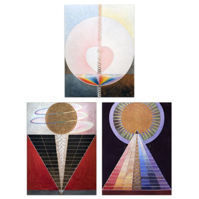 Artery8 Wall Art Print Pack of 3 A4 Hilma Af Klint Abstract Pioneer Altarpiece Painting Living Room s Set - image 1