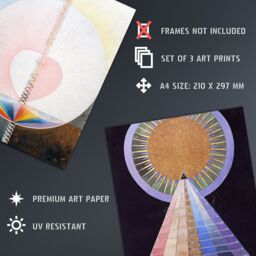 Artery8 Wall Art Print Pack of 3 A4 Hilma Af Klint Abstract Pioneer Altarpiece Painting Living Room s Set - thumbnail 4