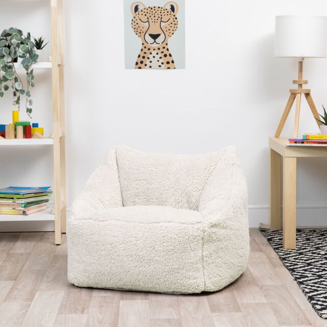 icon Kids Natalia Teddy Berber Fleece Childrens Bean Bag Armchair in Natural - image 1