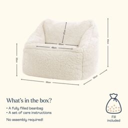icon Kids Natalia Teddy Berber Fleece Childrens Bean Bag Armchair in Natural - thumbnail 6