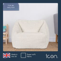 icon Kids Natalia Teddy Berber Fleece Childrens Bean Bag Armchair in Natural - thumbnail 5