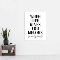 "Artery8 When Life Gives You Melons Dyslexic AF Funny Wall Art Print in White - Size: W12"" x H16""" - thumbnail 4