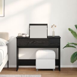 Berkfield Home Dressing Table with Mirror Black Oak 100x45x76 cm - Size: 100 x 45 x 76 cm - thumbnail 4