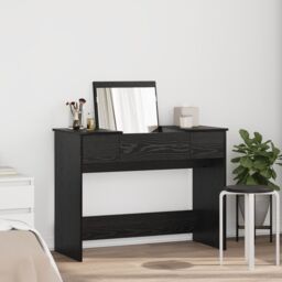 Berkfield Home Dressing Table with Mirror Black Oak 100x45x76 cm - Size: 100 x 45 x 76 cm
