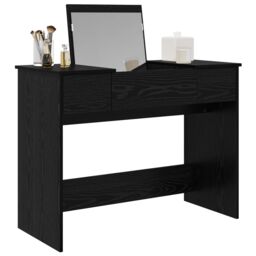 Berkfield Home Dressing Table with Mirror Black Oak 100x45x76 cm - Size: 100 x 45 x 76 cm - thumbnail 3
