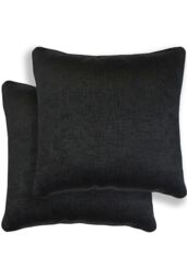 Enhanced Living Pair of Vogue Plain Zip Opening Cushion Covers - 43x43cm Cases Only in Black - Size: 43 cm x 43 cm - thumbnail 1
