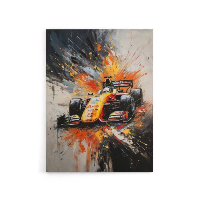 "Artery8 Race Car Racing Scene Paint Splat Canvas Wall Art Print - Size: W18"" x H24""" - image 1