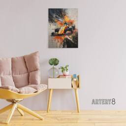 "Artery8 Race Car Racing Scene Paint Splat Canvas Wall Art Print - Size: W18"" x H24""" - thumbnail 3