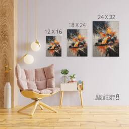 "Artery8 Race Car Racing Scene Paint Splat Canvas Wall Art Print - Size: W18"" x H24""" - thumbnail 4