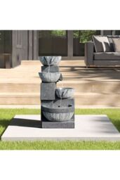 Living and Home Creative Solar Powered Water Feature Outdoor Fountain Deco in Natural - thumbnail 1