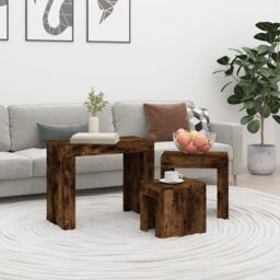Berkfield Home Nesting Coffee Tables 3 pcs Smoked Oak Engineered Wood in Brown