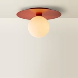 ValueLights Darla Frosted Globe IP44 Rated Bathroom Flush Ceiling Light in Burnt Orange - thumbnail 3