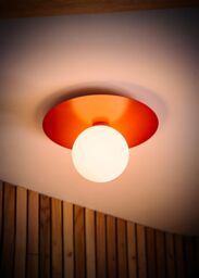 ValueLights Darla Frosted Globe IP44 Rated Bathroom Flush Ceiling Light in Burnt Orange - thumbnail 2