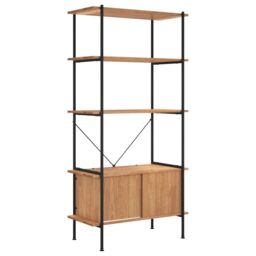 Berkfield Home 5-Tier Shelving Unit with Cabinet 80x40x163 cm Steel & Engineered Wood in Brown - Size: 80 x 40 x 163 cm - thumbnail 2