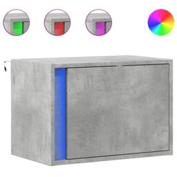 Berkfield Home Wall-mounted Bedside Cabinets with LED Lights 2 pcs Concrete Oak in Grey - thumbnail 2