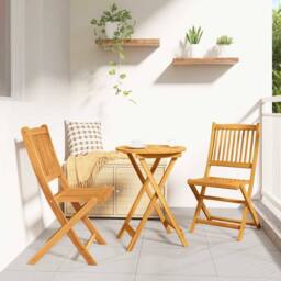 Berkfield Home Cozy 3-Piece Garden Bistro Set in Solid Acacia Wood in Brown - thumbnail 2