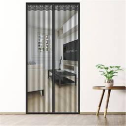 SPETLEK 90x210cm Heavy Duty Magnetic Screen Door Anti Mosquito Mesh for French in Black - Size: 90x210 cm - thumbnail 3
