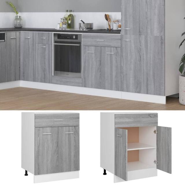 Berkfield Home Premium Drawer Bottom Cabinet Grey Sonoma 60x46x81.5 cm Engineere - image 1