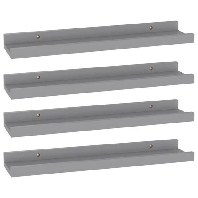Berkfield Home Wall Shelves 4 pcs Grey 40x9x3 cm - Size: 40 x 9 x 3 cm - image 1