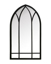 "MirrorOutlet Black Metal Framed Arched Garden Wall Mirror 32"" X 19"" (83CM X 48CM) - Size: 1 Pack" - thumbnail 4
