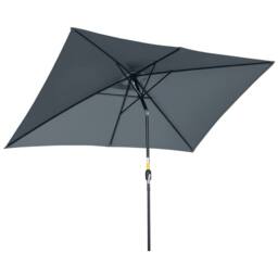 OUTSUNNY 3x2m Patio Umbrella Canopy Tilt Crank Rectangular Sun Shade Steel in Dark Grey - thumbnail 2